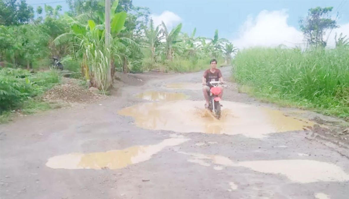 Jalan Desa Pengambang Berlobang Dan Digenangi Air