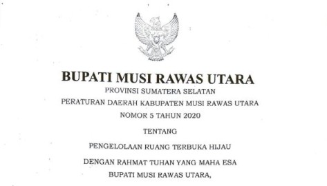 Perda Muratara Nomor 5 Tahun 2020 Tentang Pengelolaan Ruang Terbuka Hijau